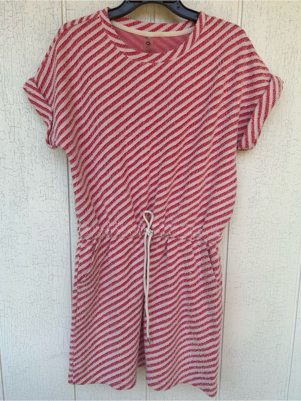 Lou & Grey Red and White Diagonal Stripe Women’s Dress with pockets